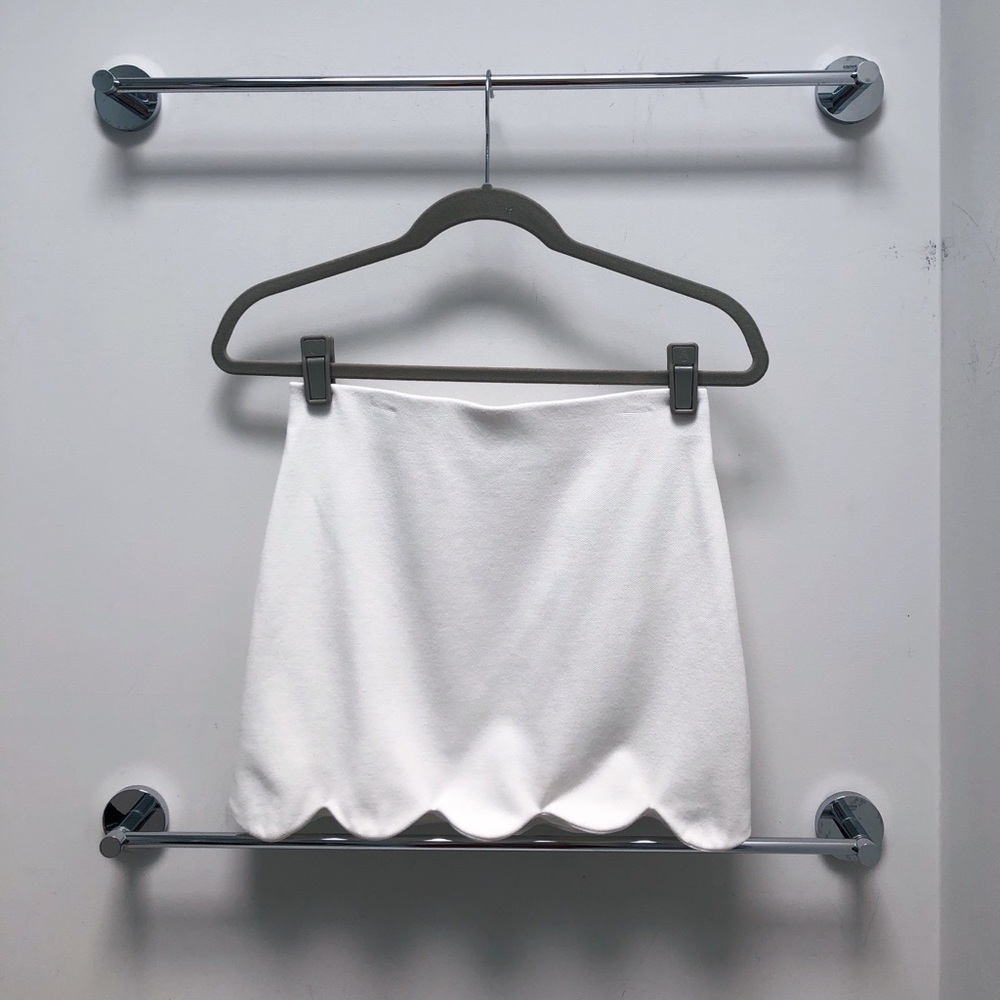 Top Shop Scalloped White Body Con Mini Skirt